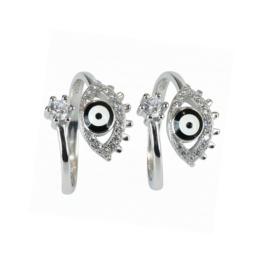 Silver Classic Evil Eye Shield Toe Ring for Her