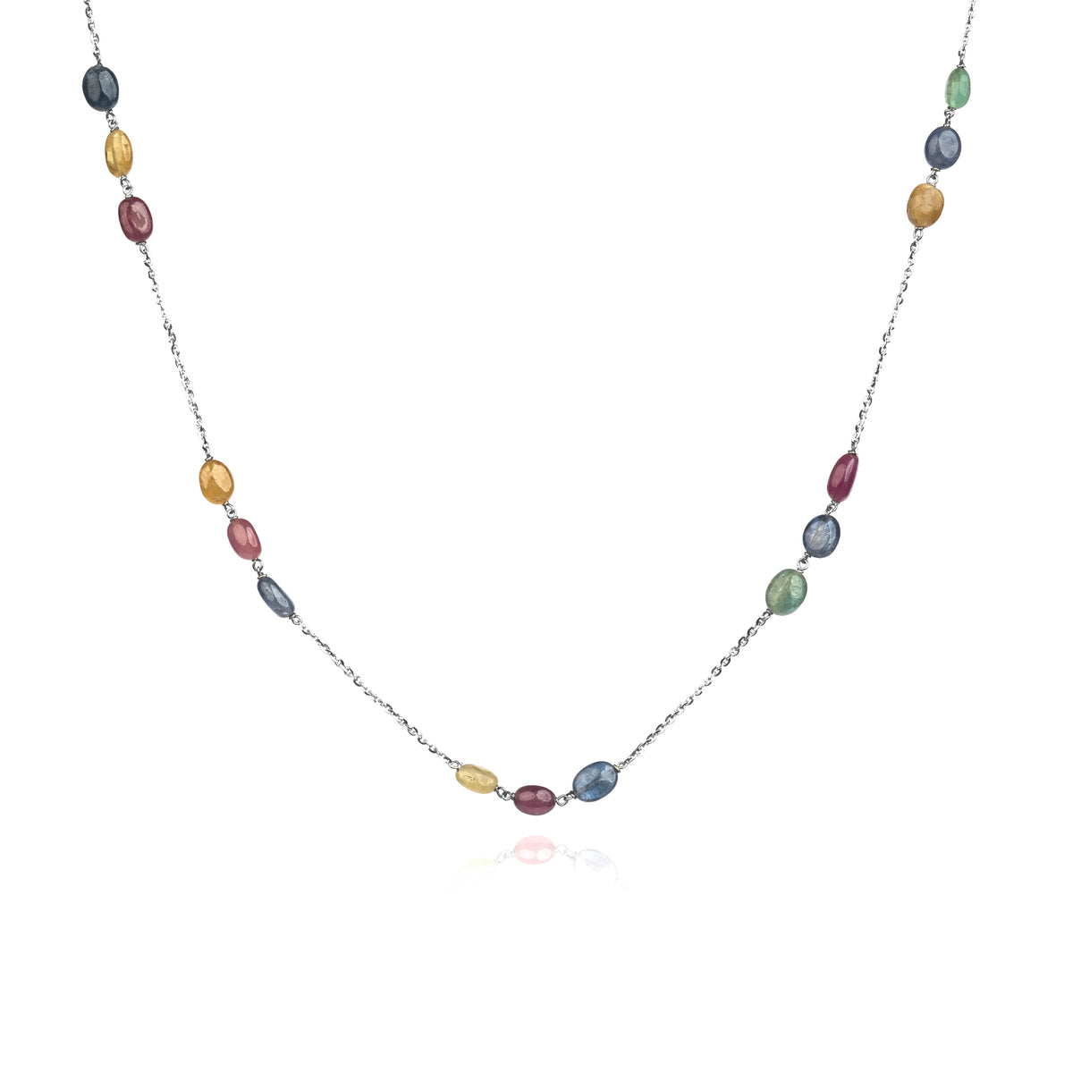 Multicolored Gemstone Trinity Sterling silver Necklace