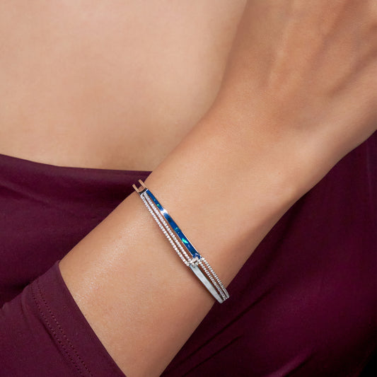 Silver Celestial Deep Blue Inlay Bracelet For Her