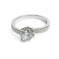 Silver Precious Round Ring