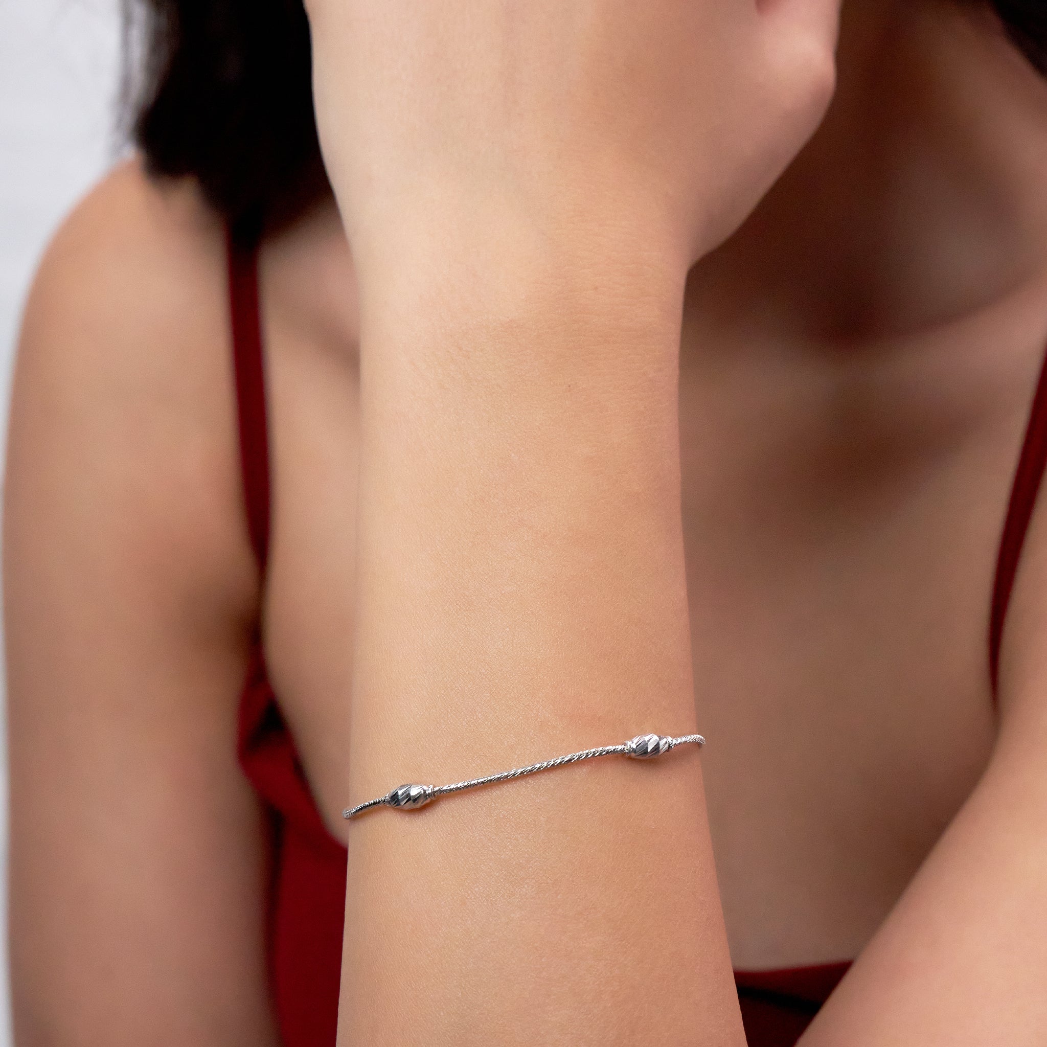 Silver Twisted Bead Bracelet