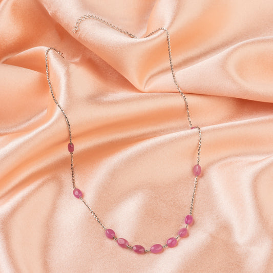Pink Ruby Sterling Silver Necklace