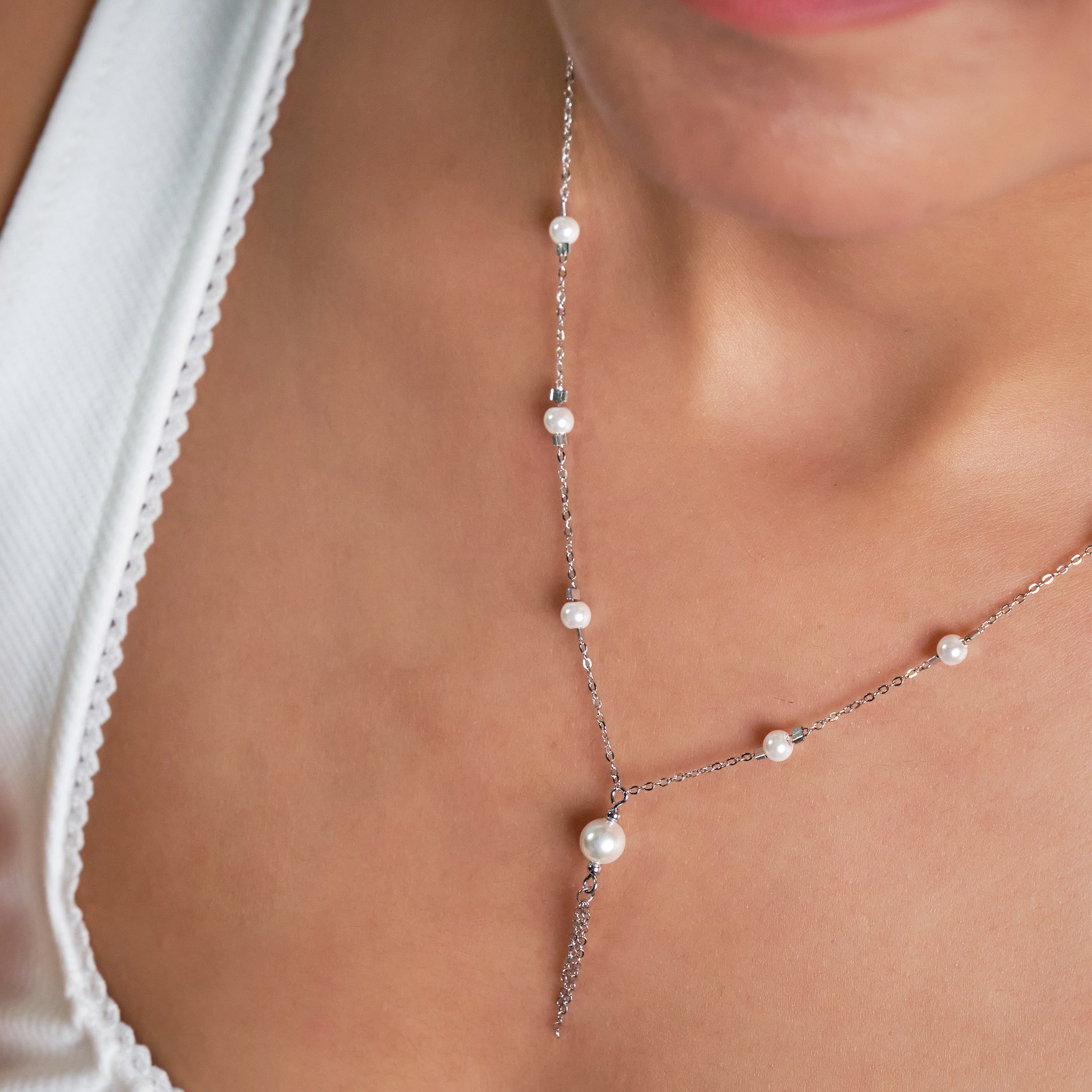 Silver Tassel Y Anchor Chain For Her