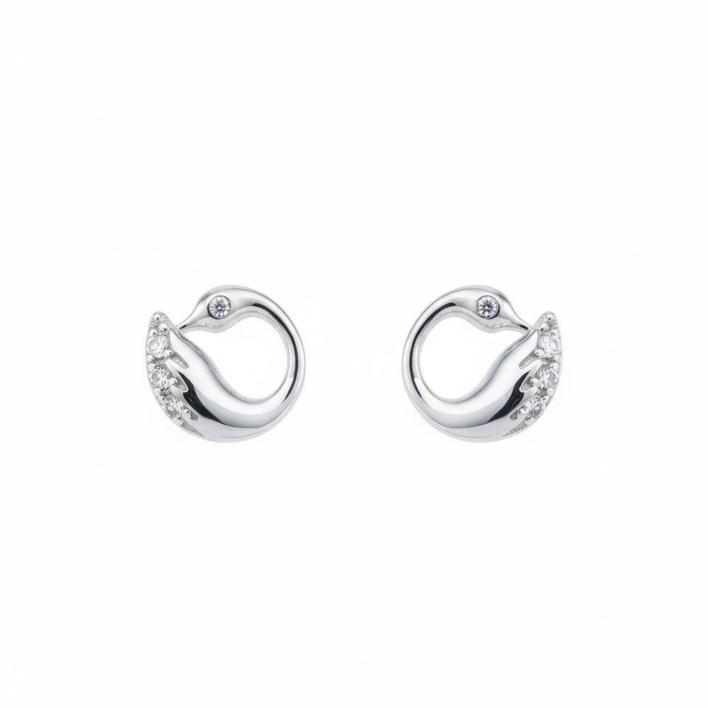 Silver Dazzling Swan pendant set
