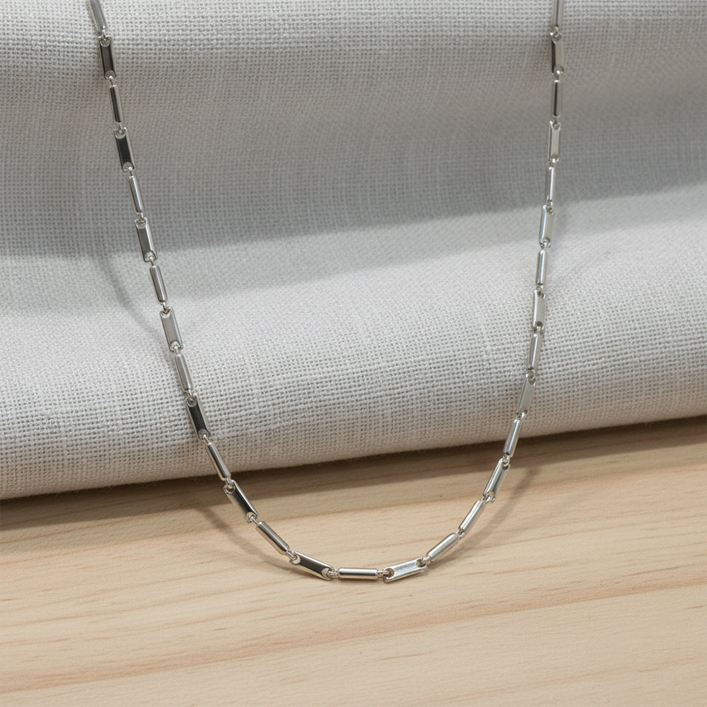 Silver Stick Bar Chain For Him
