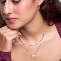 Silver Radiant Butterfly Layered necklace and earrings set