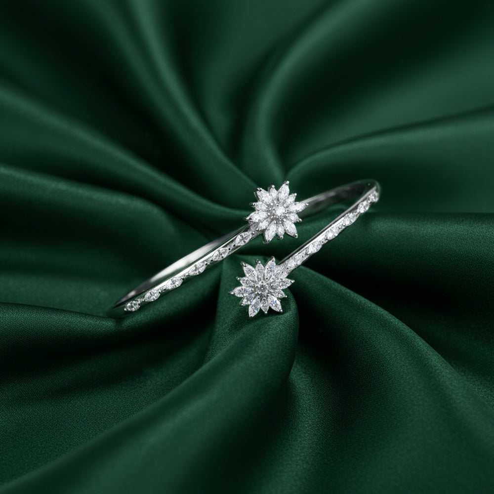 Silver Starlight Floral Bracelet For Her