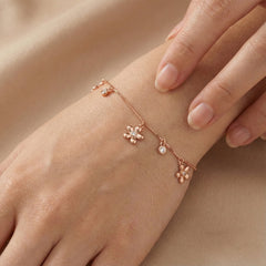 Rose gold Delicate Flower Charm Bracelet For her
