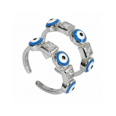 Silver Daisy Protective Evil Eye Charms Toe Ring