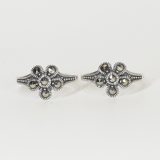 Silver Vintage marcasite Oxidised Toe ring