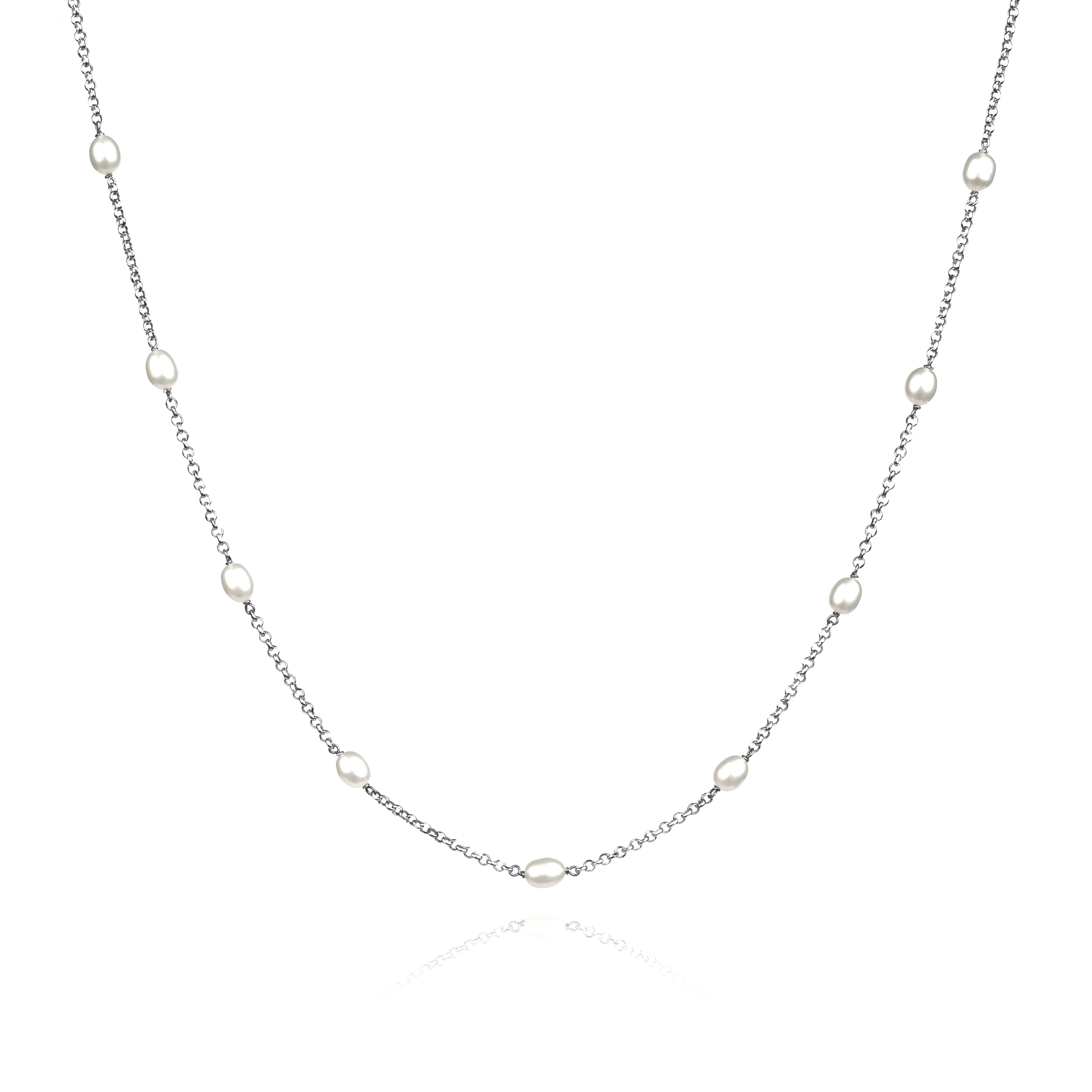 Graceful Freshwater Pearls Sterling Silver Chain