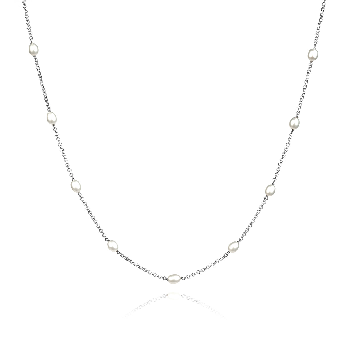 Graceful Freshwater Pearls Sterling Silver Chain