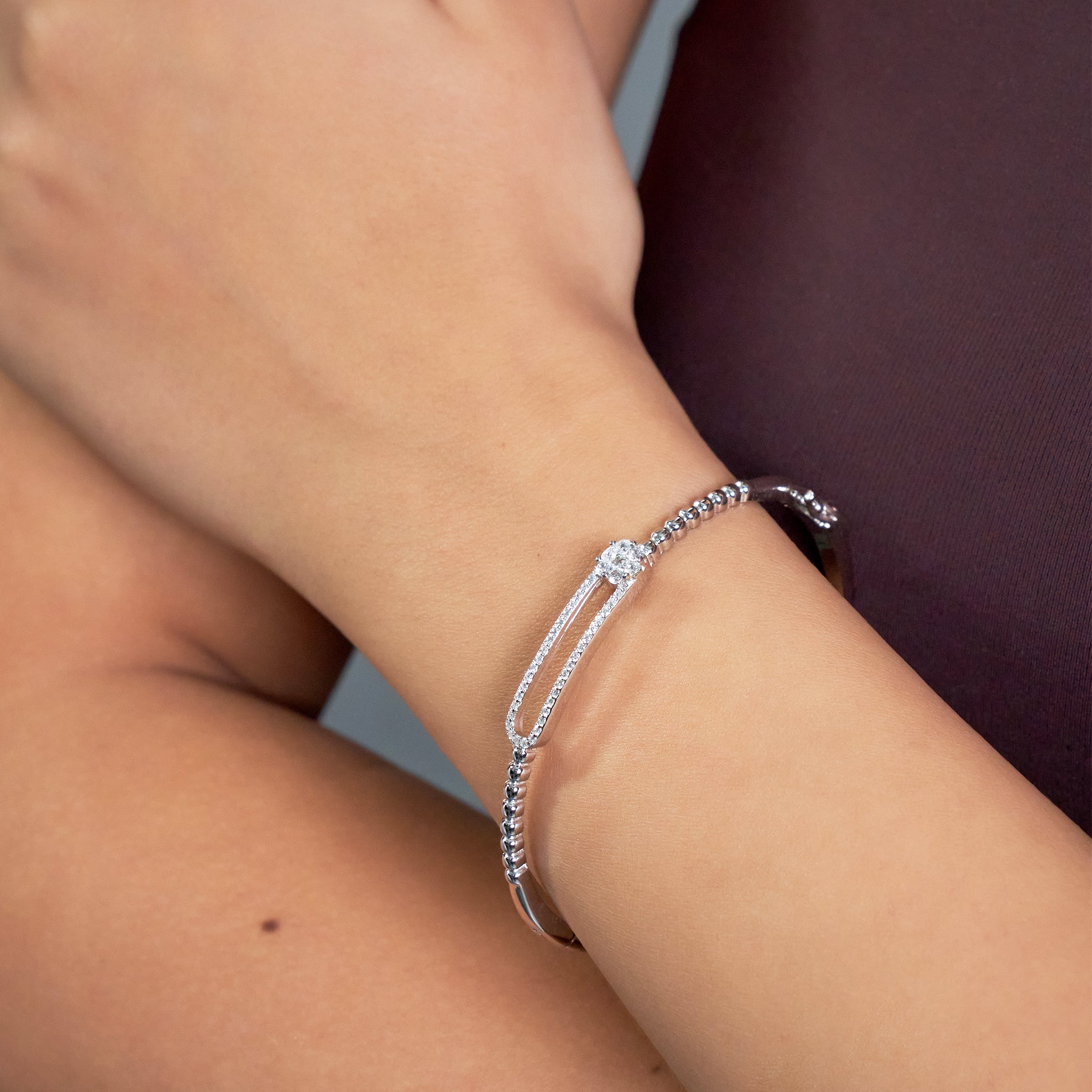 Silver Starlight Aura Bangle Bracelet For her