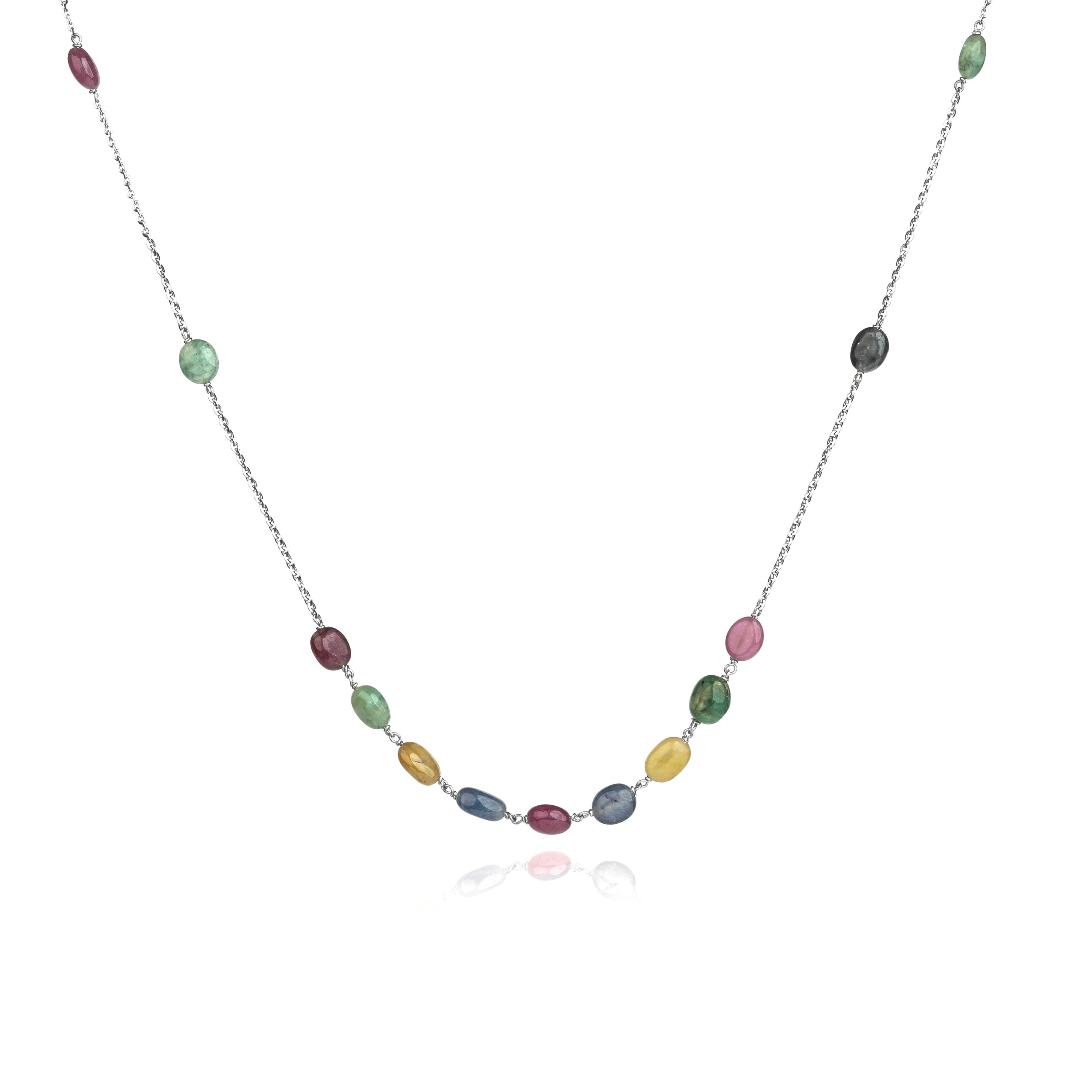 925 Silver Multicolored stone Necklace