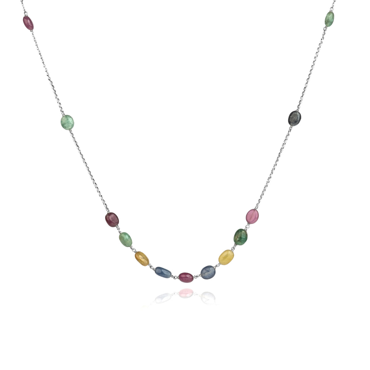925 Silver Multicolored stone Necklace