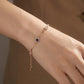 Rose gold Blue Sapphire and CZ Chain Bracelet for her