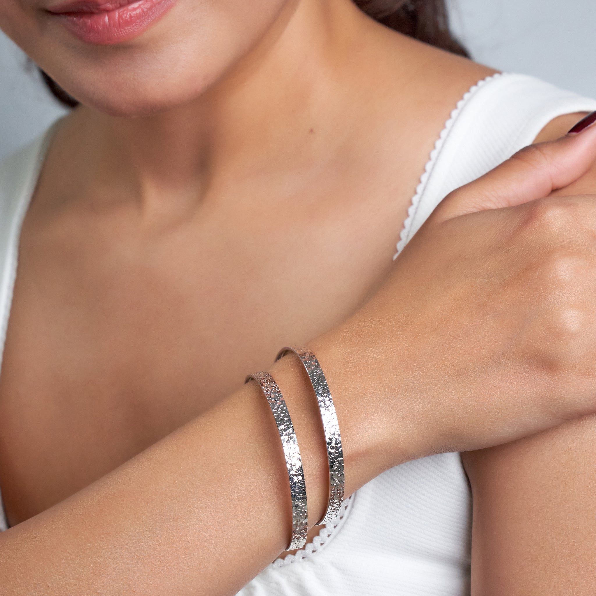 925 Silver Hammered Mirror polished Bangles