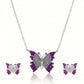 Silver Ombré Flutter Butterfly Pendant Set