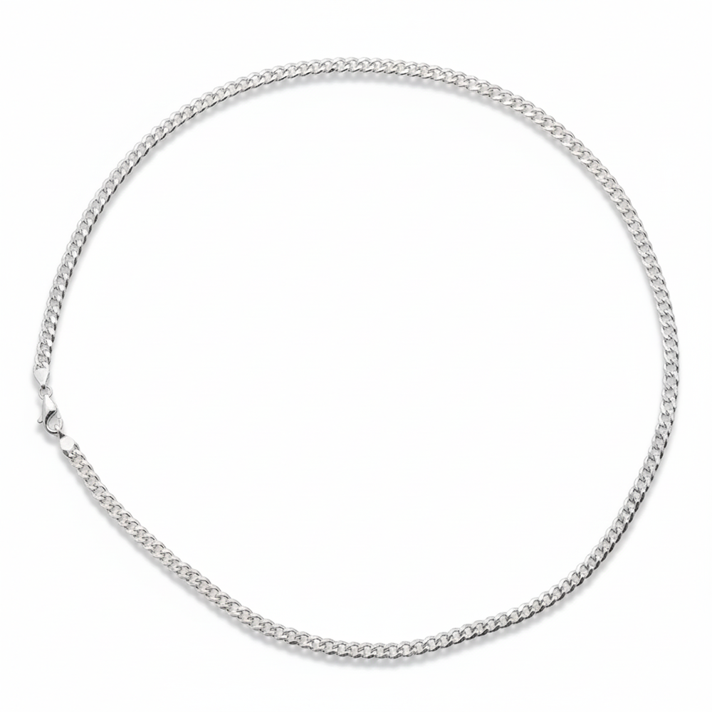 Silver Curb Interlock Chain For Him