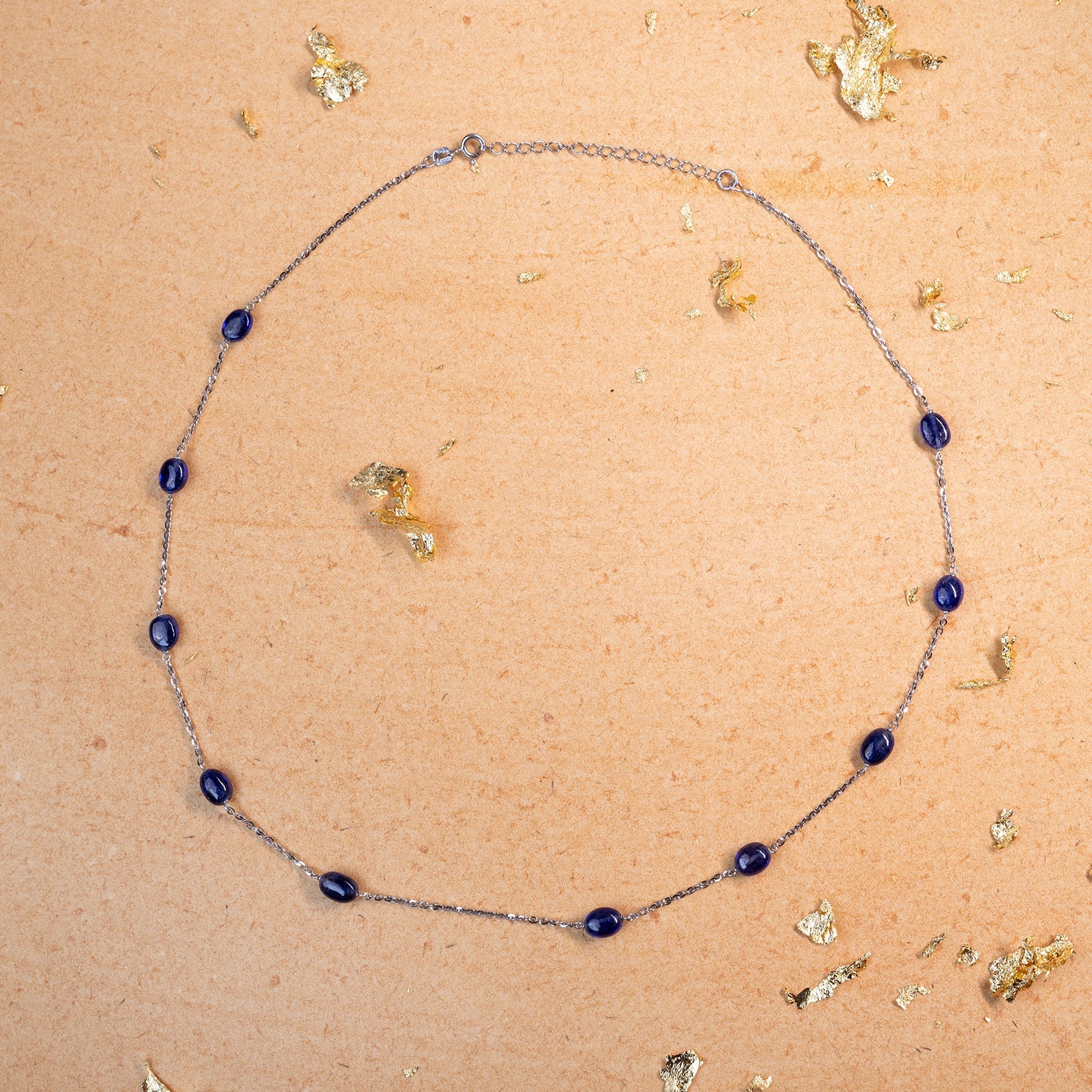 Silver Blue Sapphire chain  Necklace