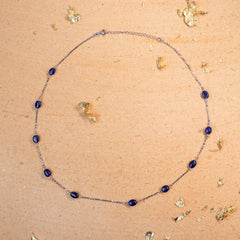 Silver Blue Sapphire chain  Necklace