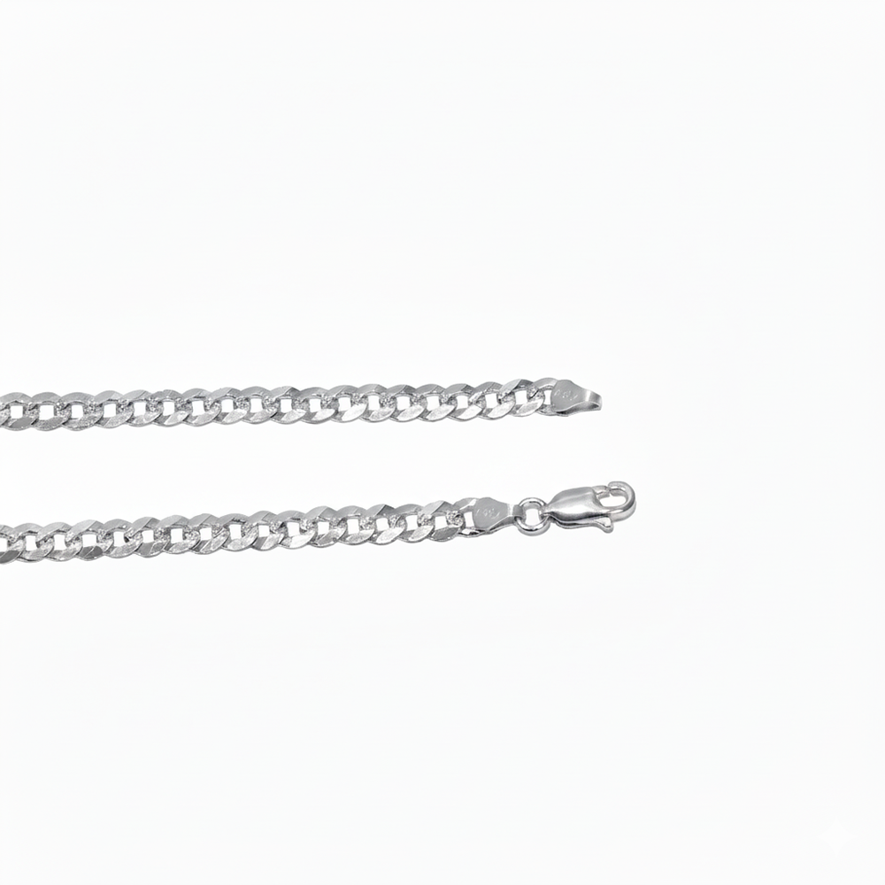 Silver Curb Interlock Chain For Him