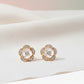 Rose Gold Parisian Camellia Sparkle Stud Earrings