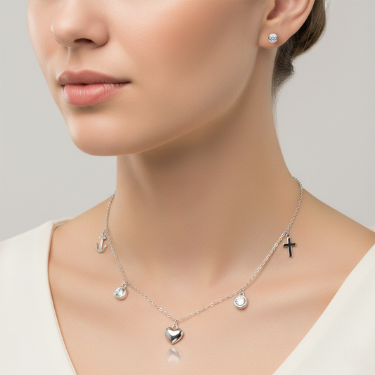 Silver Faith & Love Charming Set