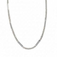 Silver Modern Hybrid Bar Chain For Him