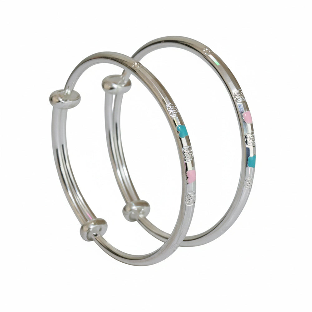 999 Silver Cute Colorful Adjustable Baby Bracelet