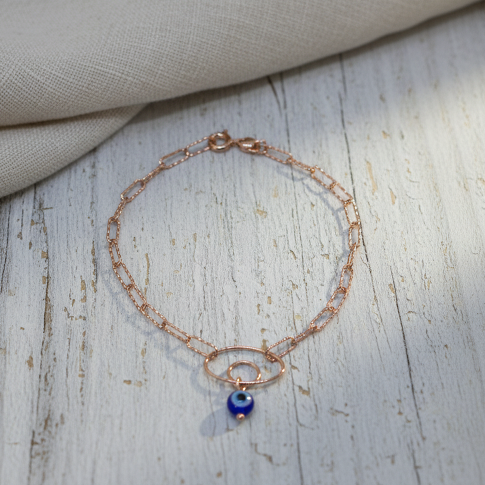 Rose Gold Evil Eye Protection Bracelet