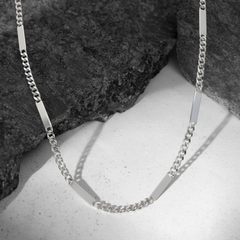 Silver Modern Hybrid Bar Chain For Him