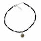 Silver Sleek Charm Black Beads Bracelet