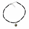Silver Sleek Charm Black Beads Bracelet