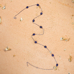 Silver Blue Sapphire chain  Necklace