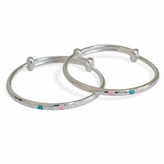 999 Silver Cute Colorful Adjustable Baby Bracelet