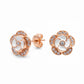 Rose Gold Parisian Camellia Sparkle Stud Earrings