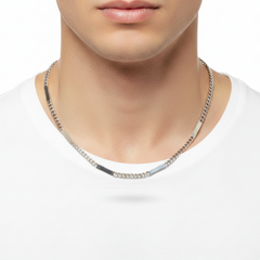 Silver Modern Hybrid Bar Chain For Him