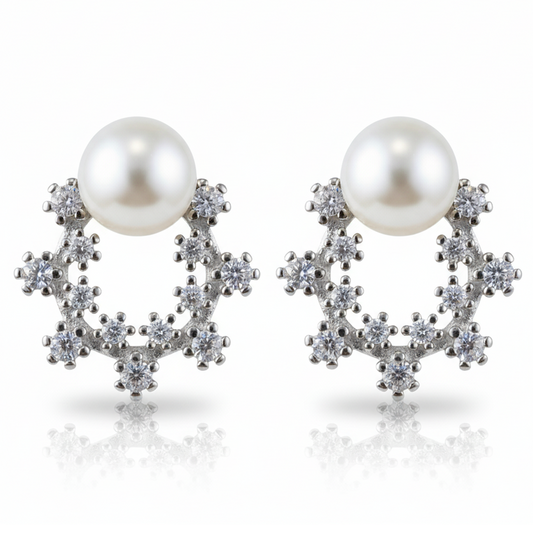 Silver Stardust Pearl Studs