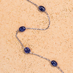 Silver Blue Sapphire chain  Necklace
