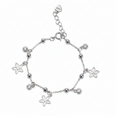 Silver Dainty Flower Charm Kids Bracelet
