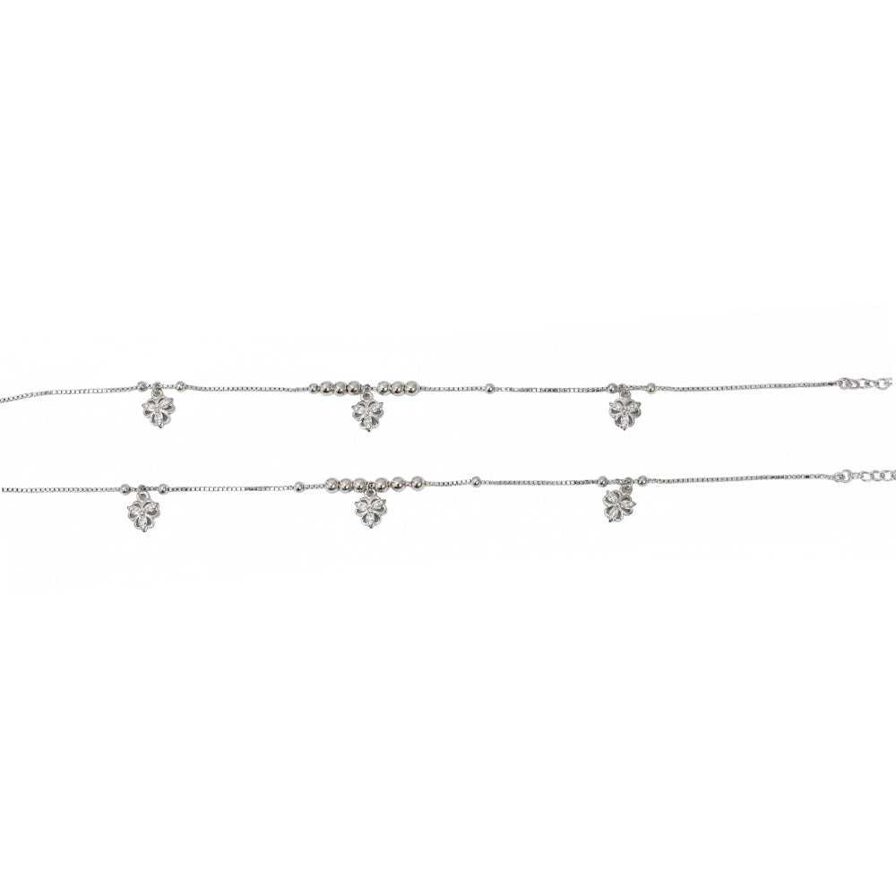 Silver Blossomed Flower Anklet