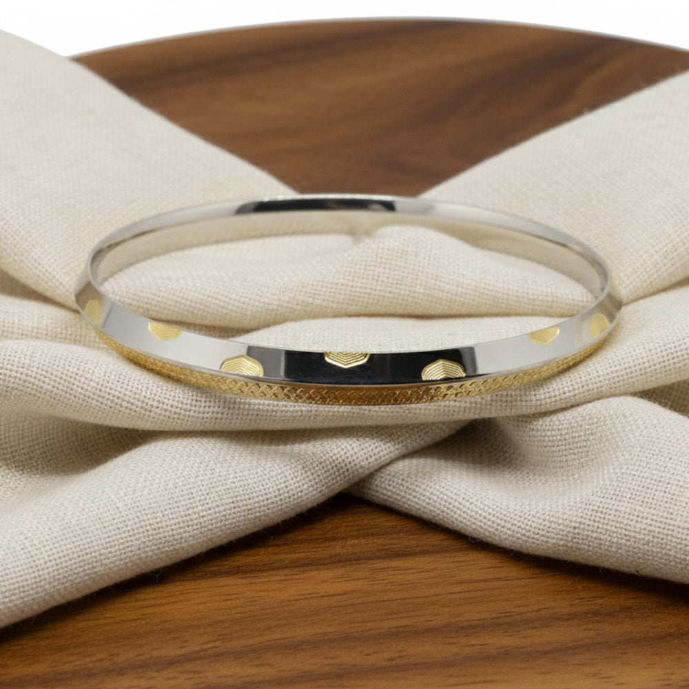 Silver Premium Gold textured Unisex Bracelet / Kada