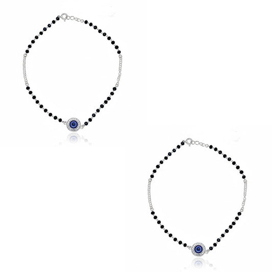 Silver Dazzling Evil Eye Anklet
