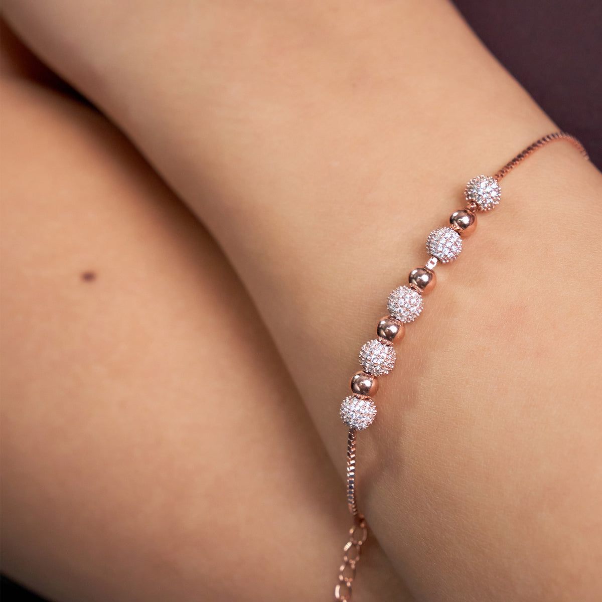 Rose gold Dazzling Beaded Bracelet with Disco balls