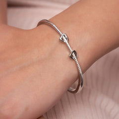Silver Connecting Hearts Diamond Accent Bracelet
