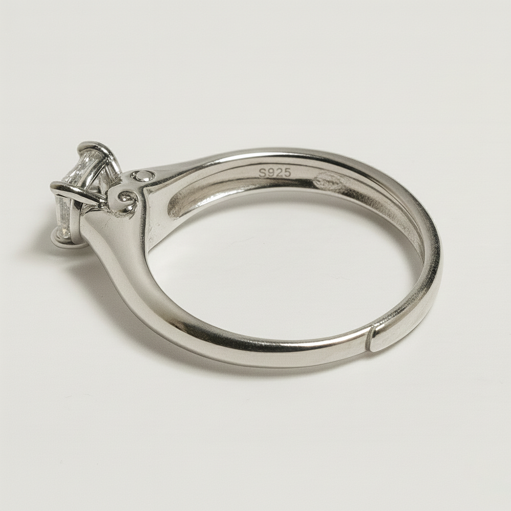 Silver Princess round adjustable Ring