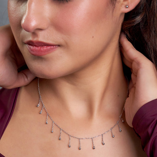 Silver Raindrop Dangle Necklace