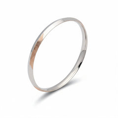 Silver Mens Rose gold dual tone Striped Bracelet