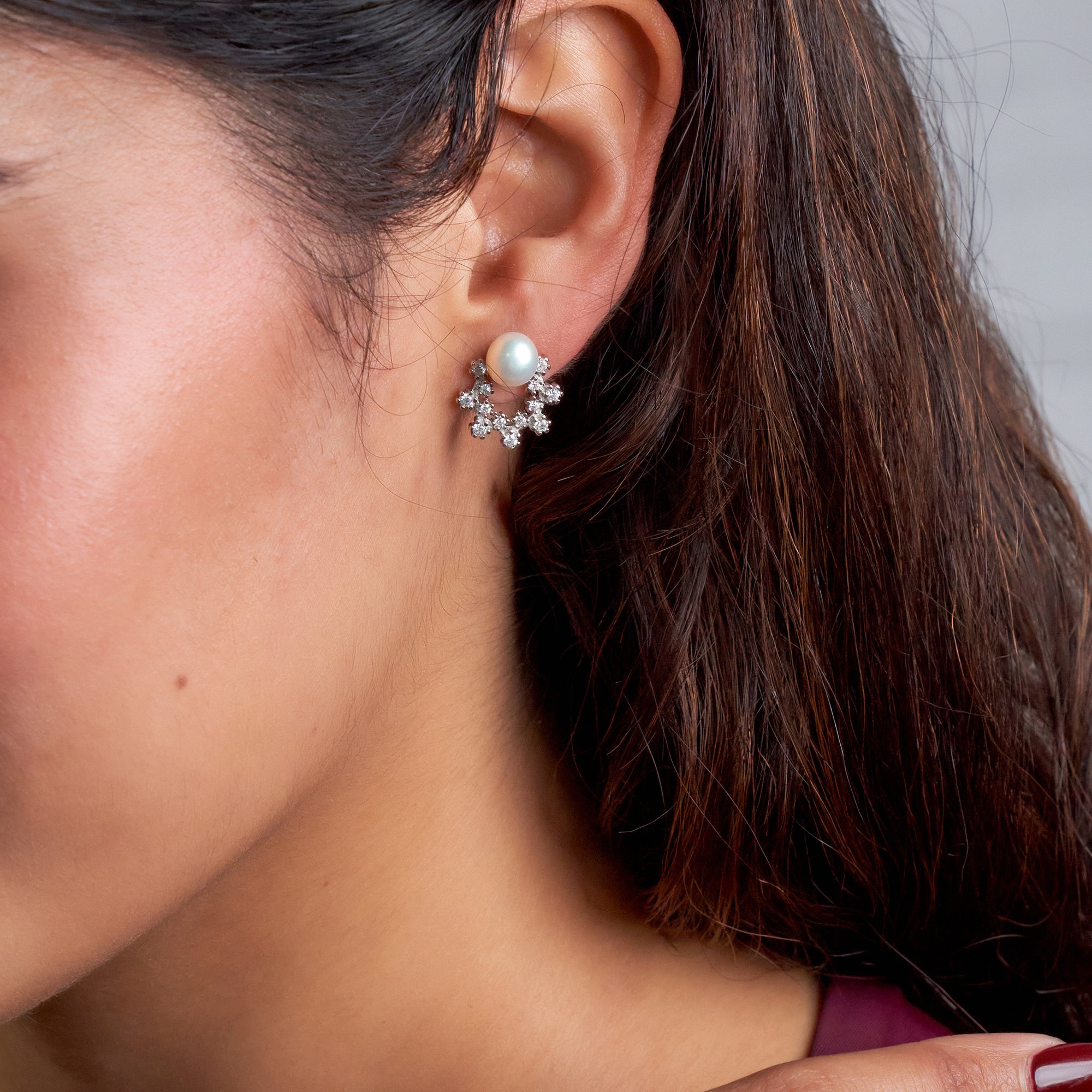 Silver Stardust Pearl Studs